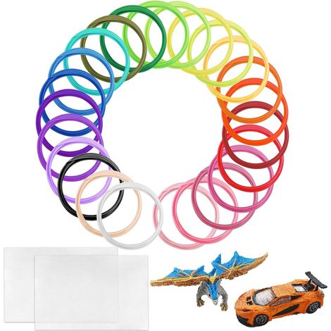 Filament Stylo 3D, 24 Couleurs 1,75MM Recharge 3D Pen Filament, Total 72M pour Fil Stylo 3D, Compatible avec 3D (Stylo 3D Non Inclus) (1/5)