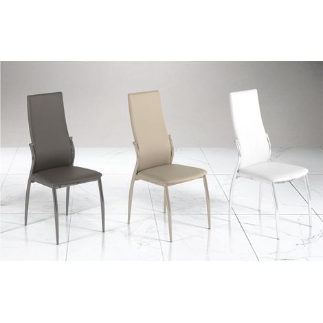 SET da 2 Sedia SILVIA in ecopelle con struttura rivestito in metallo grigio