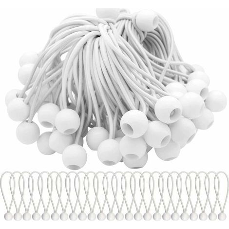 Lot de 50 tendeurs élastiques avec boules élastiques pour chapiteaux, tentes, banderoles et bâches. (1/5)