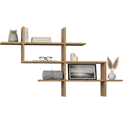 Aieta Regal, 3 Böden, Farbnuance Eiche, 150x22x82h cm Braun Eiche