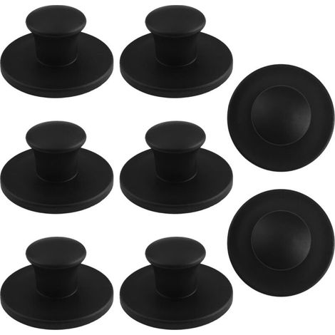 8 Pack Black Self Adhesive Round Plastic Drawer Knobs for Kitchen and Bathroom Cabinet Doors (1/5)