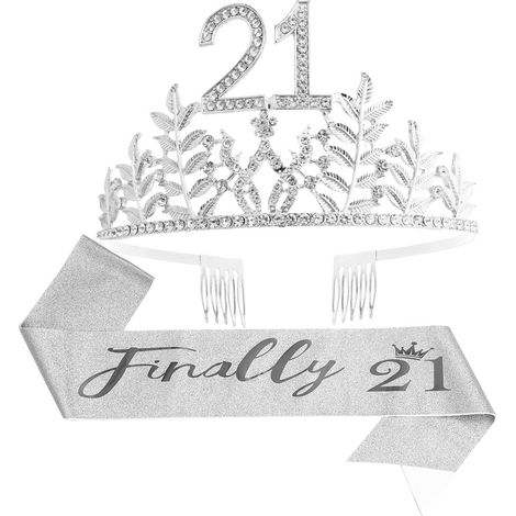 Kit écharpe et diadème strass pour 21e anniversaire, cadeaux pour son 21e anniversaire, décorations pour femme (1/5)
