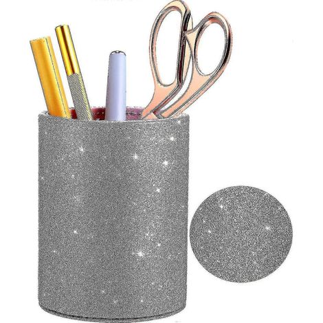 Pot à crayons pailleté en PU brillant pour femmes et filles, porte-pinceaux de maquillage de luxe (1/2)