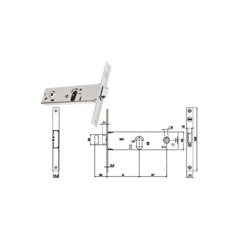 SERRATURA DA INFILARE PER FASCE CATENACCIO E SCROCCO MM.44 H 87502  mm.70 a 2 mandate (Y8750270080)    YALE