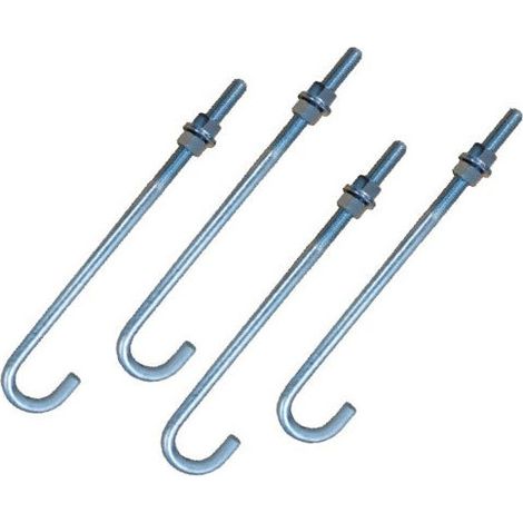 Crosse ancrage M12X363 Filetée sur 100 +2 Ecrou +2 Rondelle Acier zingué-10 pièces
