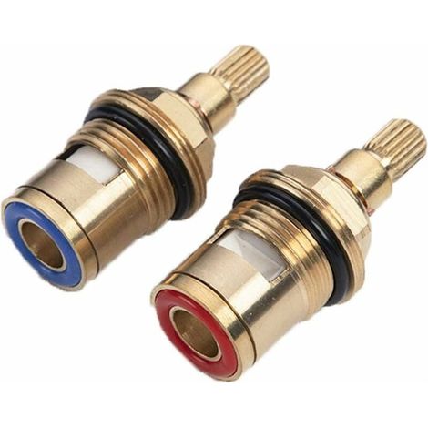 1/2 Replacement Ceramic Cartridge for Faucet, Hot and Cold Ceramic Disc Faucet Head for Kitchen and Shower Room, Brass Water Replacement Valves (Hot and Cold) (1/5)