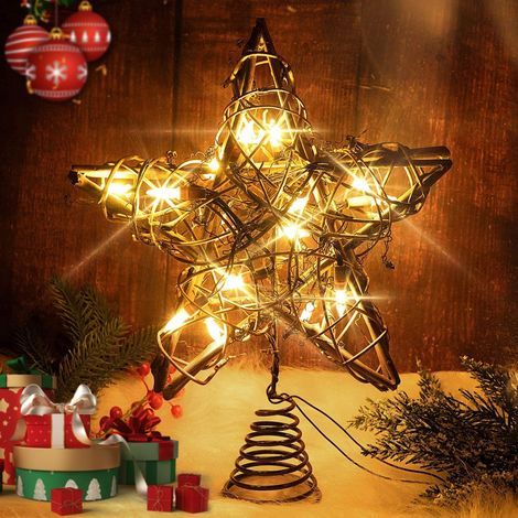 Cimier d'arbre de Noël, cimier d'arbre de Noël étoile, décoration de cimier d'arbre étoile de Noël, décoration lumineuse du sommet de l'arbre, étoile du sommet de l'arbre de Noël (1/5)