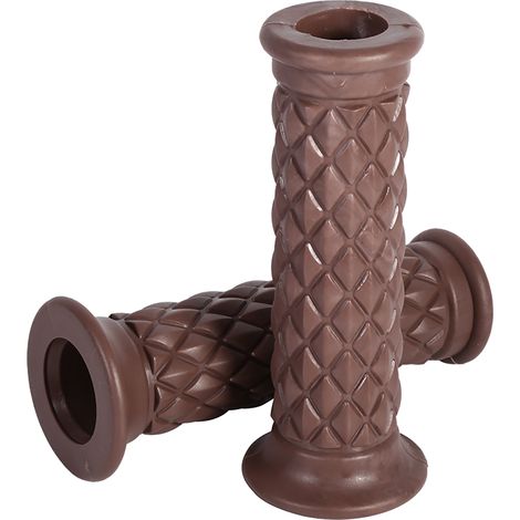 Paire de Poignées de Guidon Moto Universelles 22mm 7/8" en Caoutchouc avec Embouts, Marron Café Chaud (1/5)