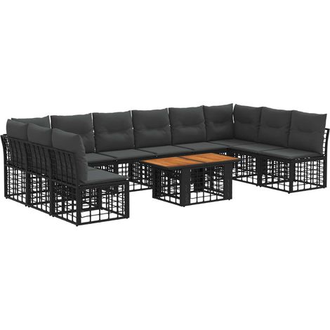 Set Divano da Giardino 11 pz Nero e Grigio scuro polyrattan vidaXL (1/5)