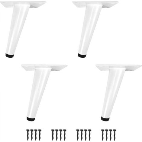 Table Legs, Cone Furniture Legs, 4 PCS Stainless Steel Oblique/Vertical Cabinet Legs with Silent Base (Height - 10CM (4"), White - Angled) (1/5)