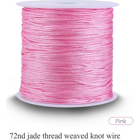 Corde macramé en nylon 100m x 0,8mm, fil pour nœud chinois, ruban rattail rose, fil à bracelets Shamballa (1/5)