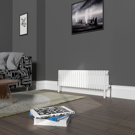 Traditional 4 Column Radiator Cast Iron Style Heating Rads Horizontal White 300x1010mm
