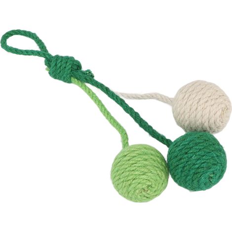 Sisal-Katzenball, kaubar, farbenfroh, interaktiv, aus Sisalseil, Haustierspielzeug, für den Innenbereich, grün und weiß. (1/5)