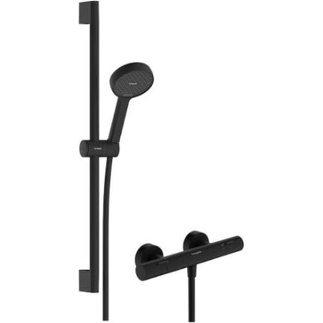 Hansgrohe Activera Select S - Conjunto de ducha con termostato, 2 chorros, EcoSmart, negro mate 28876670