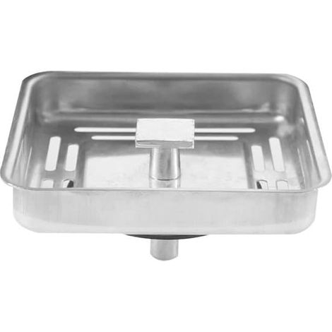 Tuyau de siphon de cuisine avec crépine en acier inoxydable, carré, 78 mm - empêche le colmatage et filtre les impuretés. (1/5)