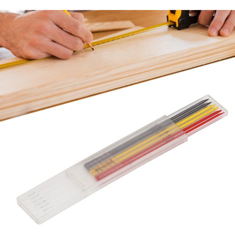Erhältlich in 6er-Packungen. 2,8 mm HB-Bleistiftminen für die Holzbearbeitung, geeignet für Druckbleistifte und Holzbearbeitung, langlebige Minen in Schwarz, Rot und Gelb. (1/5)