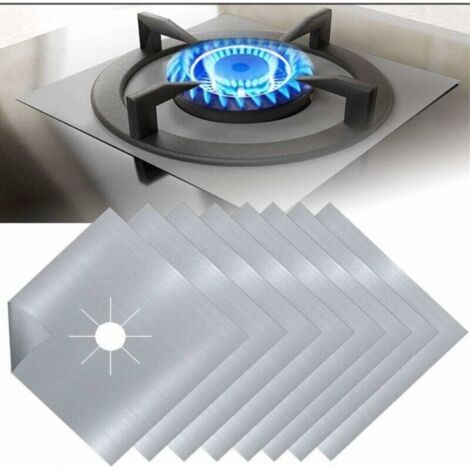 8Pcs Plaque de Cuisson à Gaz Protection en Téflon Argent Plaque Cuisson Gaz Protection Gaziniere Gaz Protection Cuisinière à Brûleurs Gaz Protection Anti-Corrosion Anti-adhésif pour Cuisine argent (1/4)