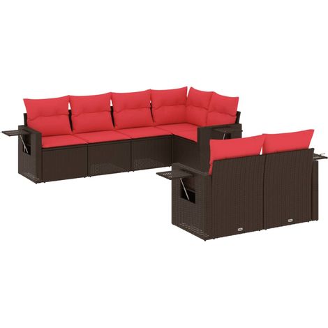 7-teiliges Gartensofa-Set mit Kissen, braun, Polyrattan vidaXL (1/5)