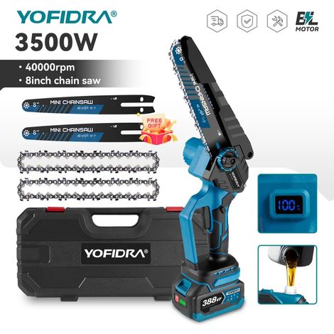 8 pouces tronçonneuse électrique sans brosse 3500W portable travail du bois taille scie à chaîne outil électrique pour Makita batterie broche, 2xBattery Set-B (1/5)