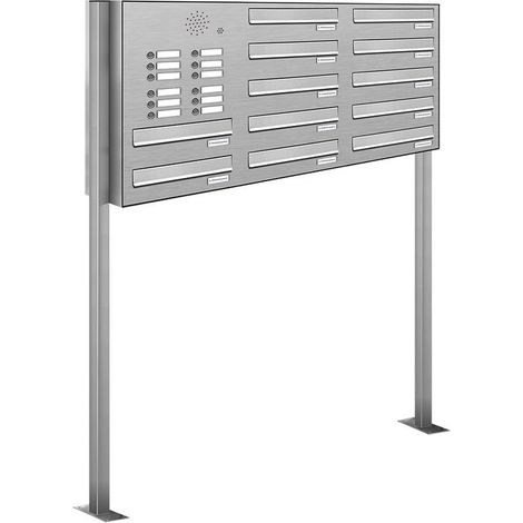 12er V2A Edelstahl Briefkastenanlage Standsystem Freistehend Durchwurf- Klingel (1/5)