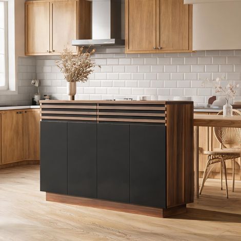 Buffet bas en MDF 150 cm avec 2 tiroirs et 4 portes finition (1/5)