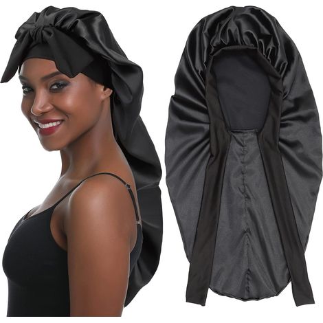 Cuffia lunga in raso, berretto da notte, fascia elastica morbida, cuffia per dormire, elastici in raso per capelli lunghi e ricci (1/5)