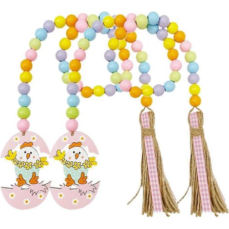 Perles de Pâques en bois pour la création de décorations DIY (2 pièces) - Guirlande de perles à suspendre (1/5)