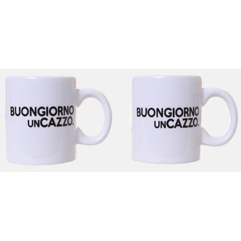 Più Forty +40 Set 2 Tazzine 12 Cl Ceramica Stampa "Buongiorno un C.." Bianco