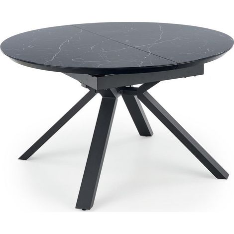 Table de salle à manger ronde extensible aspect marbre noir GALATEE (1/5)