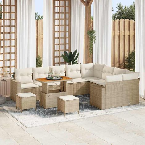 Garten-Sofa-Set 12 pcs Beige Poly-Rattan vidaXL (1/5)