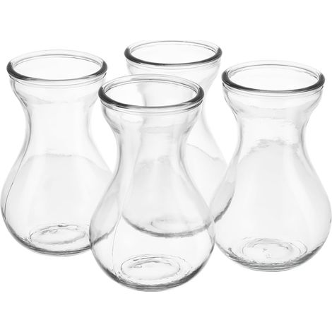 Lot de 4 vases verre transparent hydroponiques 12 cm, idéaux jacinthes, Noël ou mariage