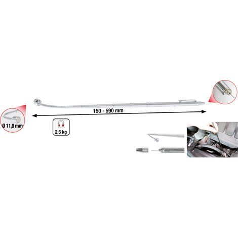 KS Tools 2in1 Teleskop-Magnetheber mit Waschdüsen-Reinigungs- und Einstellwerkzeug, 150-590mm