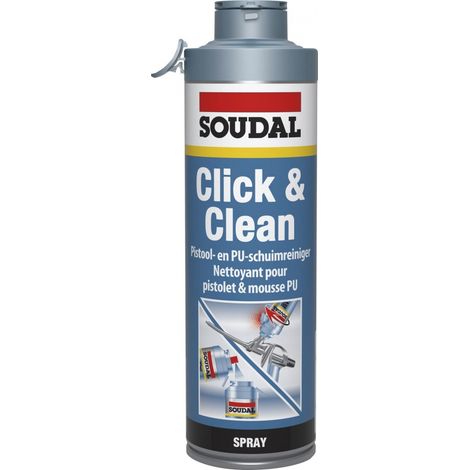 Nettoyant pistolet mousse PU Click & Clean aérosol 500ml SOUDAL 103357