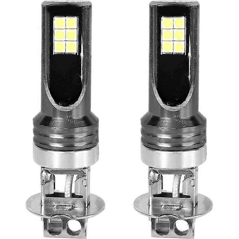 Ampoules de phares de voiture LED H3 3030-12, lumière blanche 6000K