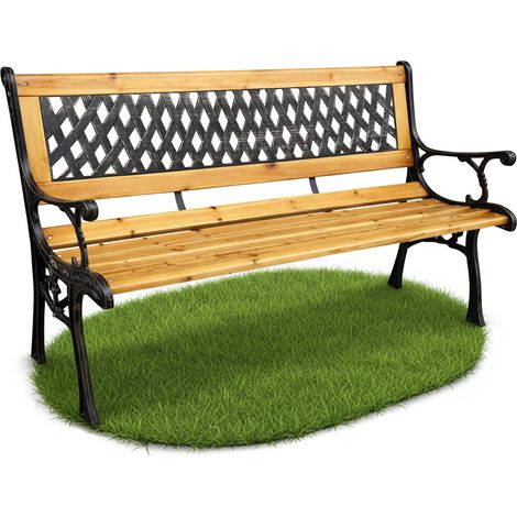 Panchina da giardino nera MIRT con legno laccato e gambe in ghisa larghezza 127 cm