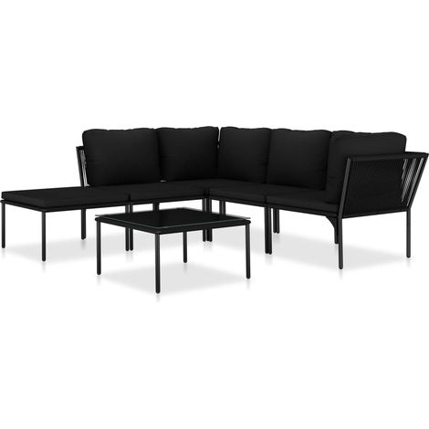 Set Divani da Giardino 6 pz con Cuscini Neri in PVC vidaXL (1/5)