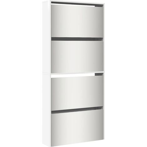 Meuble à chaussures,Armoire à chaussures miroir 4 niveaux blanc brillant CFW4704648 (1/5)