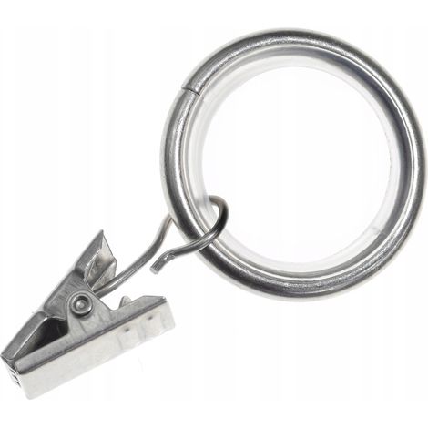Anneaux silencieux avec clips Fi 16-19 mm pour tringle à rideaux en métal chromé, lot de 100. (1/5)