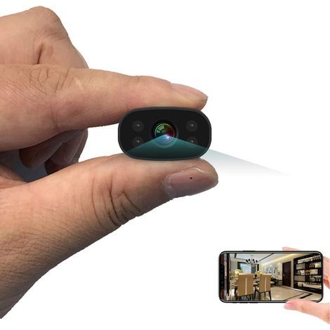 Mini-WLAN-Spionagekamera, 1080p-Auflösung, 150°-Weitwinkel, Bewegungserkennung für den Innen- und Außenbereich (1/5)