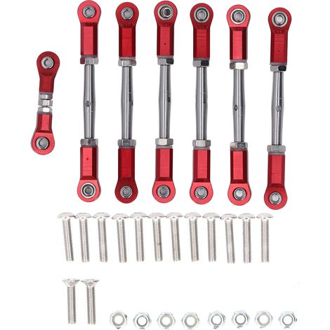 7-teiliges Set verstellbarer Metall-Lenkstangen für Traxxas 1/10 RC-Cars, rotes Spurstangenset (1/5)