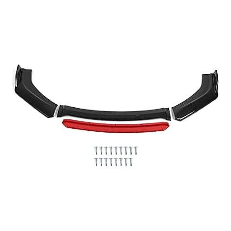 Kit de Protection Universel pour Pare-Chocs Avant becquet mentonnière pièces aérodynamiques extérieures pour Voiture Remplacement du becquet Avant PP Noir + Rouge (1/5)