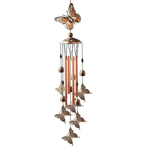 1 carillon éolien en métal, papillon 3D, cloche suspendue vintage chinoise, ornement décoratif pour jardin, cour ou terrasse (1/4)
