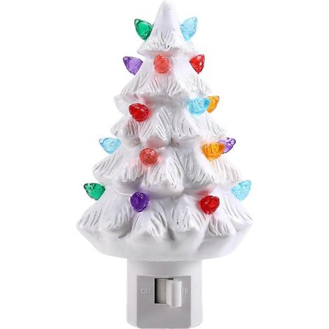 Veilleuse sapin de Noël à brancher, guirlande lumineuse décorative en résine pour chambre ou salon (prise US) - FFY