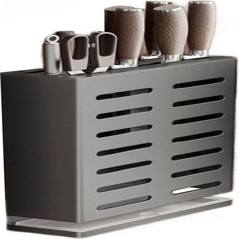 Support à Couteaux - Aluminium Aéronautique - Murale Anti-perforation - Pour Cuisine et Épices - 4 Emplacements (1/5)
