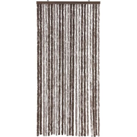 Tenda in Ciniglia Per Porta Ingresso ProteggiSole Antimosche Lavabile Regolabile Marrone Tortora - 100x220 cm