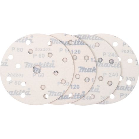 Papier abrasif pour ponceuses orbitales aléatoires Makita D-77235 150 mm P60/120/240/320 20 unités