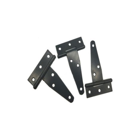 Lot de 3 charnières robustes noires en forme de T pour portails en bois ou en métal, en fer antirouille, pour armoires, abris de jardin, portes de grange.