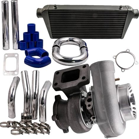 Kit de turbocompresor, diámetro del difusor de la turbina 62,4 mm, entrada/salida del intercooler 76 mm, longitud del artículo 82 cm, ancho del artículo 50 cm, espesor del tubo 1,8 mm (1/5)