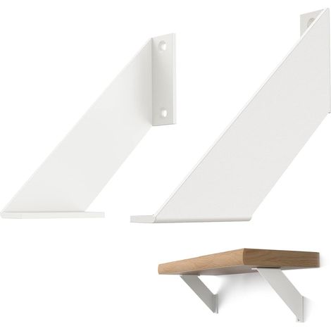Equerre Charge Lourde Metal, Equerre Etagere Murale Blanc, Support Etagere Vintage pour Etageres Bricolage 20cm 2Pièces (1/5)