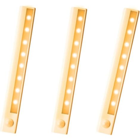 Éclairage de placard / éclairage de comptoir, bande LED avec détecteur de mouvement, lot de 3, blanc chaud (1/5)
